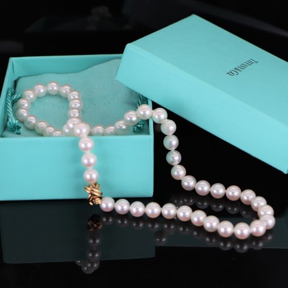 Tiffany & Co. Signature X 18k Yellow Gold 7-7.5mm Akoya Pearls Necklace - Picture 1 of 6